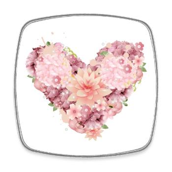 belle composition de coeur de fleurs roses - Magnet carré - blanc - Devant