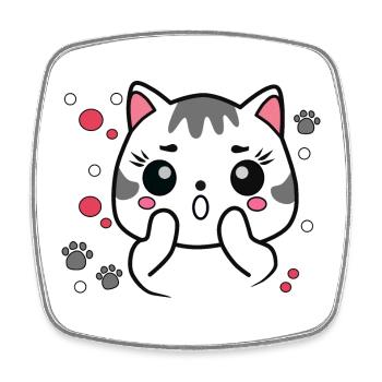 Surprised Cute Cat - Square fridge magnet - white - Front