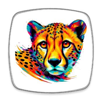 Cheetah - Square fridge magnet - white - Front