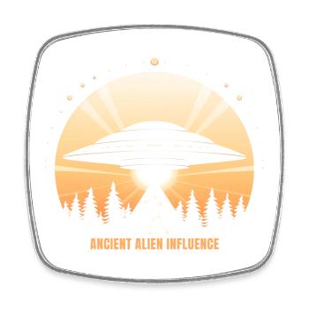 Ancient Alien Influence – UFO Orion Pyramide - Viereckiger Kühlschrankmagnet - Weiß - Vorne