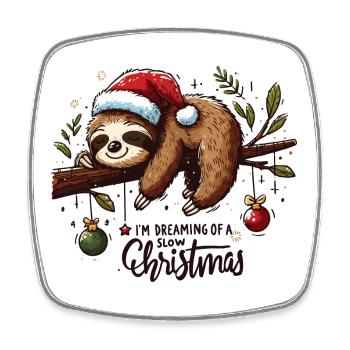 Faultier Sloth I'm dreaming of a slow Christmas - Viereckiger Kühlschrankmagnet - Weiß - Vorne