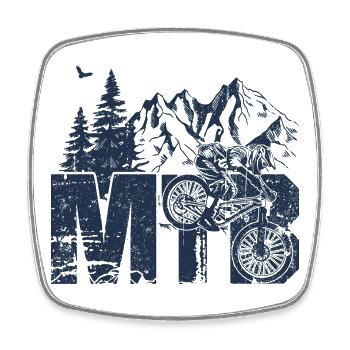 Mountain Biking Silhouette - Square fridge magnet - white - Front