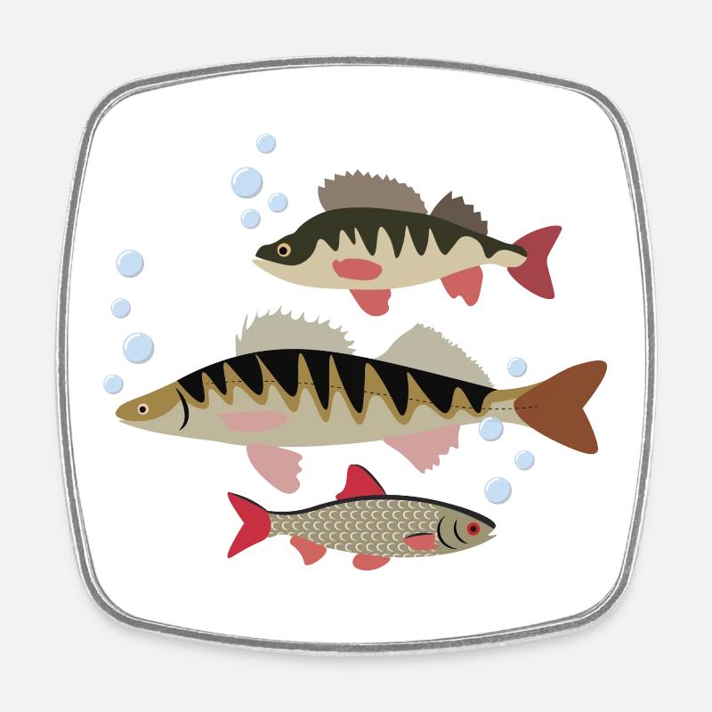 Fisch - Viereckiger Kühlschrankmagnet - Weiß