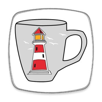 Tasse maritim Leuchtturm Ahoi Signal Nautik Turm - Viereckiger Kühlschrankmagnet - Weiß - Vorne