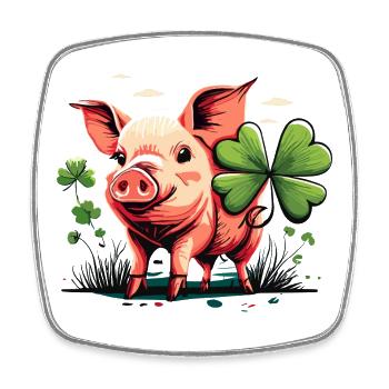 Lucky Pig - Square fridge magnet - white - Front