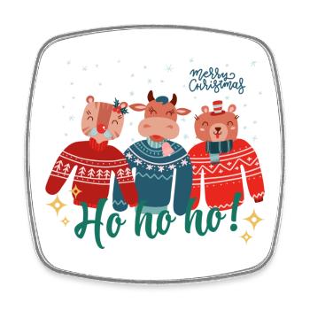 Hässlicher Weihnachtspullover - Frohe Weihnachten - Viereckiger Kühlschrankmagnet - Weiß - Vorne