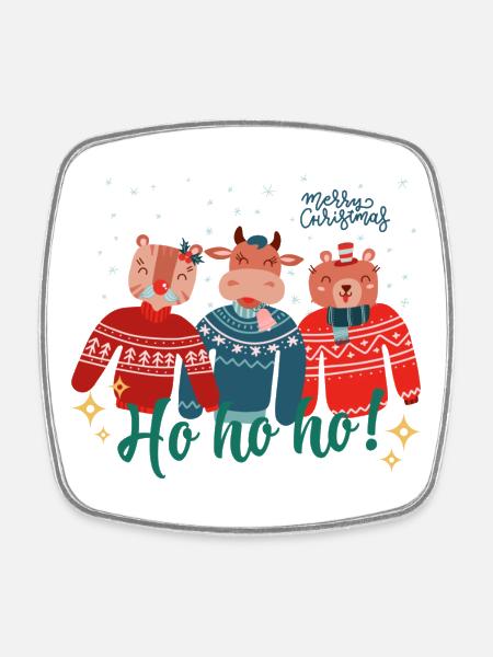 Ugly Christmas Sweater - Merry Christmas - Square fridge magnet - white