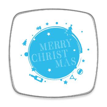 MERRY CHRISTMAS CIRCLE - Square fridge magnet - white - Front