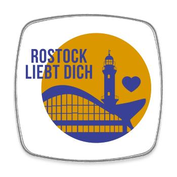 Rostock liebt dich - Viereckiger Kühlschrankmagnet - Weiß - Vorne