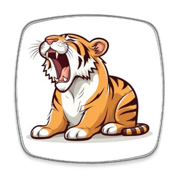 Tired Tiger - Square fridge magnet - white - Front