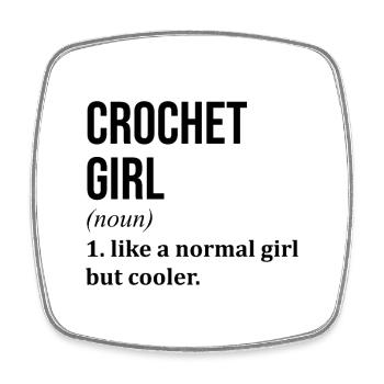 Crochet Girl Funny Saying - Square fridge magnet - white - Front