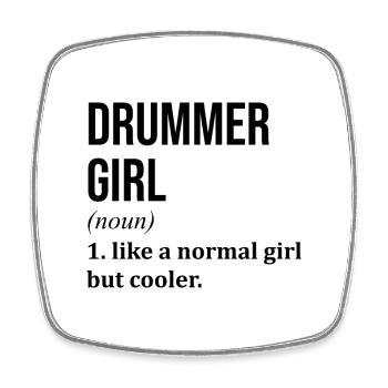 Batteur Fille Citation Drôle - Magnet carré - blanc - Devant