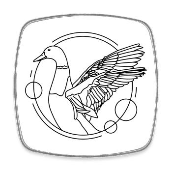 Canard aux ailes déployées - géométrique - Magnet carré - blanc - Devant