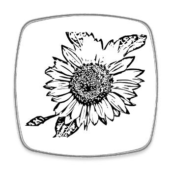 Blume schwarz Blumen schwarz Sonnenblume schwarz - Viereckiger Kühlschrankmagnet - Weiß - Vorne