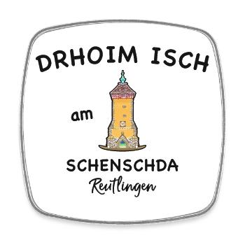 Reutlingen, Tübinger Tor, Schwäbisch Handzeichnung - Viereckiger Kühlschrankmagnet - Weiß - Vorne