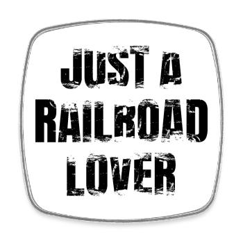 Just a railroad lover - Square fridge magnet - white - Front