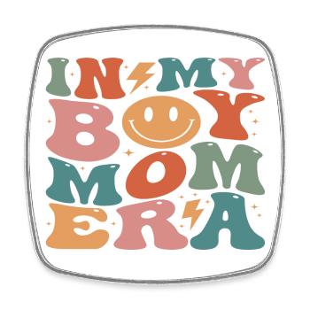 Colorful Design with Vintage Smile and Symbols - Square fridge magnet - white - Front
