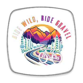 Wild Ride Gravel Bike Adventure - Square fridge magnet - white - Front