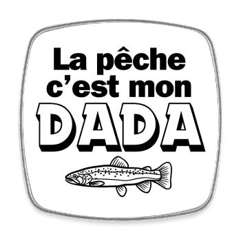 pêche, pêcheur, canne à pêche - Magnet carré - blanc - Devant