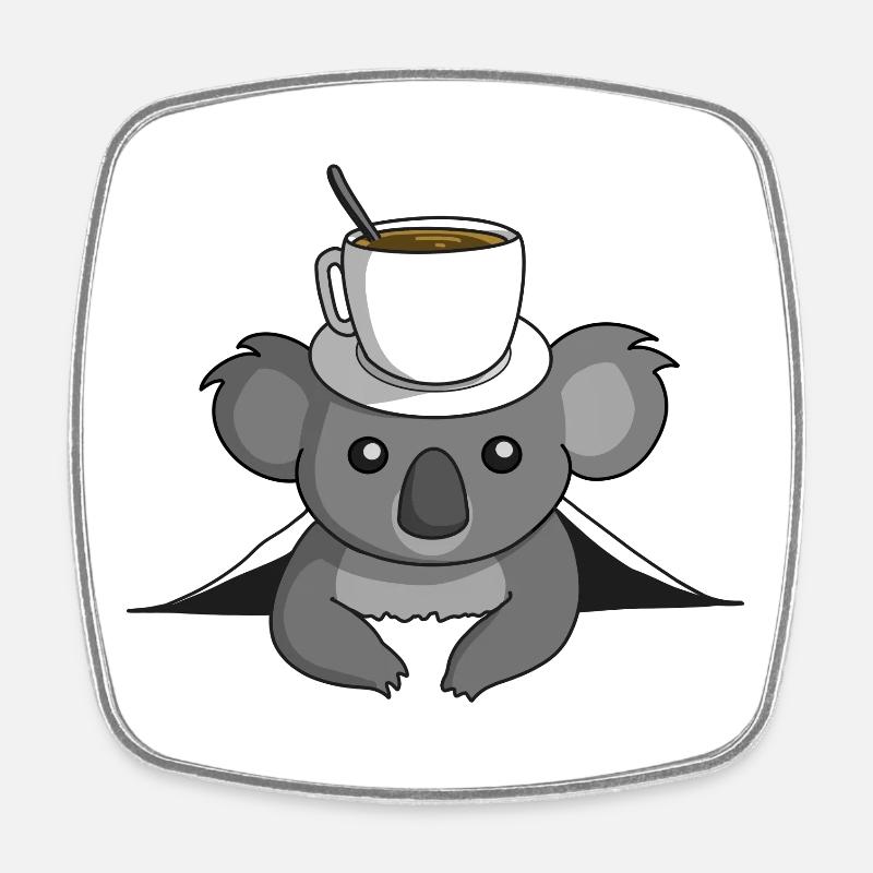 Kaffee Koala - Viereckiger Kühlschrankmagnet - Weiß