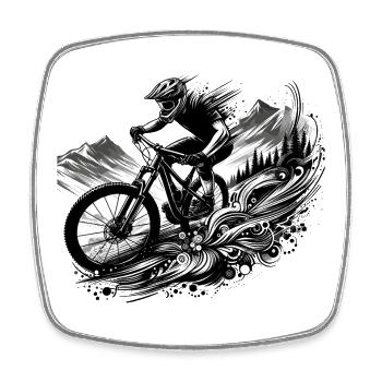 MTB Mountain Biking Downhill Gift - Square fridge magnet - white - Front