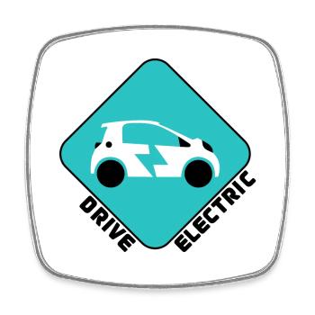 Drive Electric Supercharge - Electric Car Fans - Square fridge magnet - white - Front