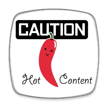 CAUTION HOT CONTENT > Vectorgraphic - Square fridge magnet - white - Front