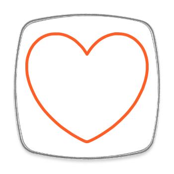 Contour Cœur Orange Sur Noir - Magnet carré - blanc - Devant