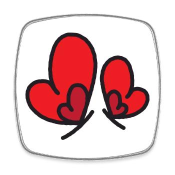 Two Red Hearts Outline - Square fridge magnet - white - Front