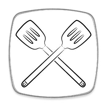 Slotted spoon - Square fridge magnet - white - Front
