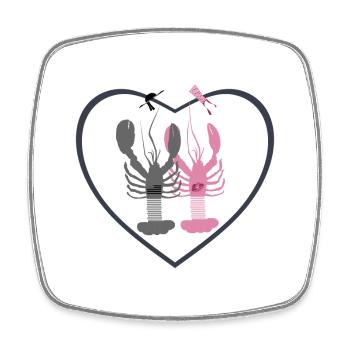 Brittany - Kalon Grey and Pink Lobsters - Square fridge magnet - white - Front