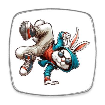 Ostern Osterhase Tanzen Breakdance - Viereckiger Kühlschrankmagnet - Weiß - Vorne