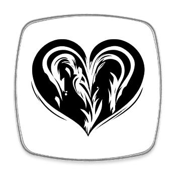 Beautiful curved heart - Square fridge magnet - white - Front