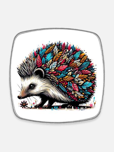 Hedgehog - Square fridge magnet - white