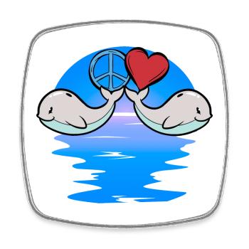 Baby Whale Fish Marine Mammal Kids Peace - Square fridge magnet - white - Front