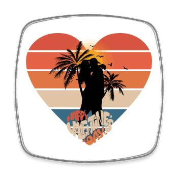 Sunset Love Kiss Heart Design - Square fridge magnet - white - Front