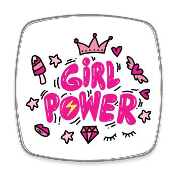 Girl Power Pink Neon Typography - Square fridge magnet - white - Front
