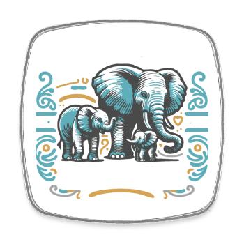 vatertag papa 2 kinder dad daddy elefant papafant - Viereckiger Kühlschrankmagnet - Weiß - Vorne