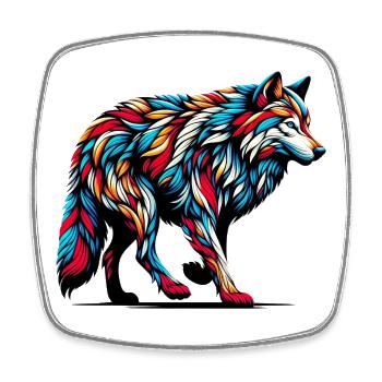Loup - Magnet carré - blanc - Devant