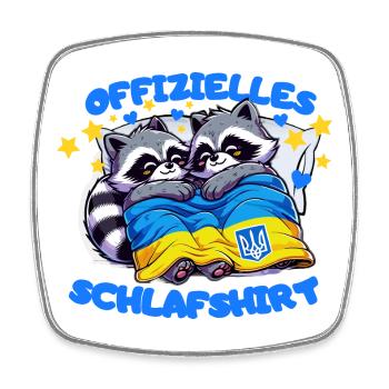 Official Sleep Shirt, Raccoons of Ukraine - Square fridge magnet - white - Front