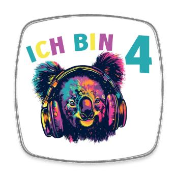 Koalabär 4 Jahre Koalabären Koala 4 Geburtstag - Viereckiger Kühlschrankmagnet - Weiß - Vorne