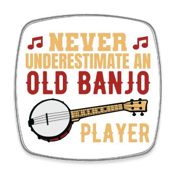 Unterschätze nie alte Banjospieler - Viereckiger Kühlschrankmagnet - Weiß - Vorne