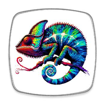 Chameleon - Square fridge magnet - white - Front