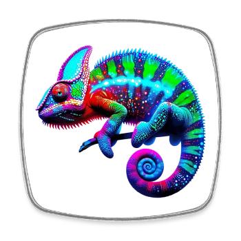 Chameleon - Square fridge magnet - white - Front