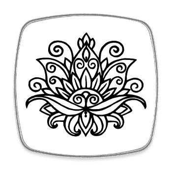 Schwarzes Lotus-Mandala - Viereckiger Kühlschrankmagnet - Weiß - Vorne