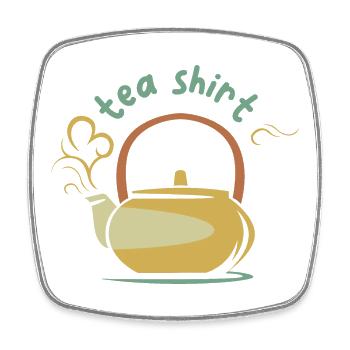 vintage tea pot teashirt illustration comic - Square fridge magnet - white - Front