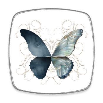 Butterfly wings in bluish watercolors - Square fridge magnet - white - Front