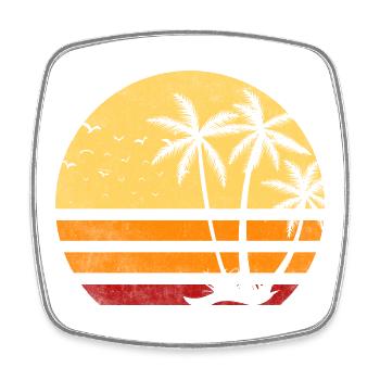 Coucher soleil Palmiers Retro - Magnet carré - blanc - Devant