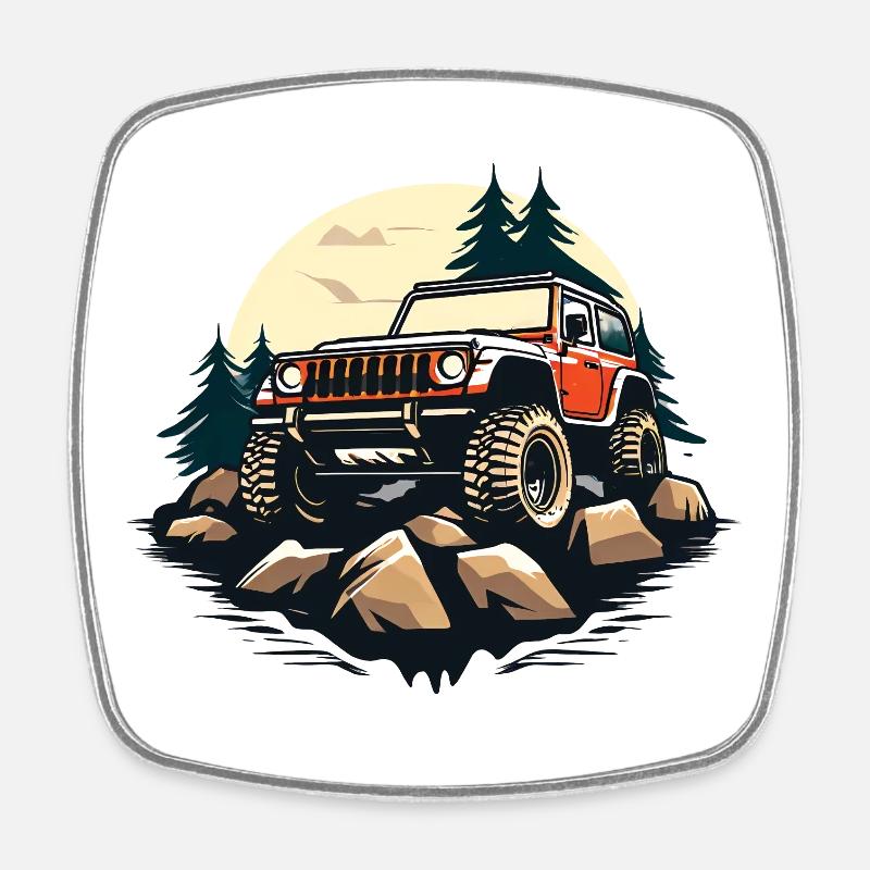 Off Road_01 - Square fridge magnet - white