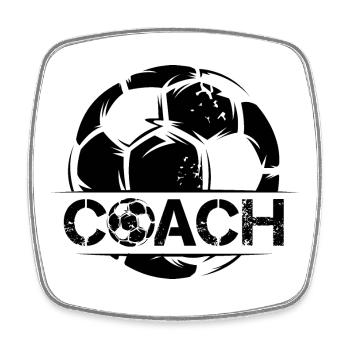 Soccer Coach Coach Ball Symbol used look Club - Square fridge magnet - white - Front